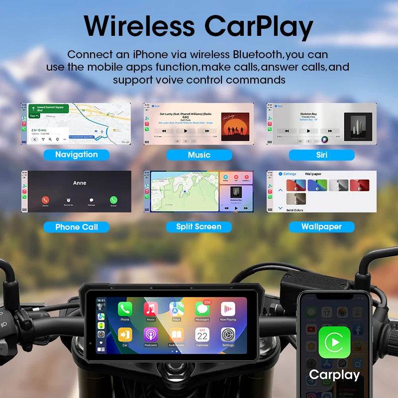 Monitor motocyklowy jansite 8.1" 4k z rejestratorem dvr, carplay i gps