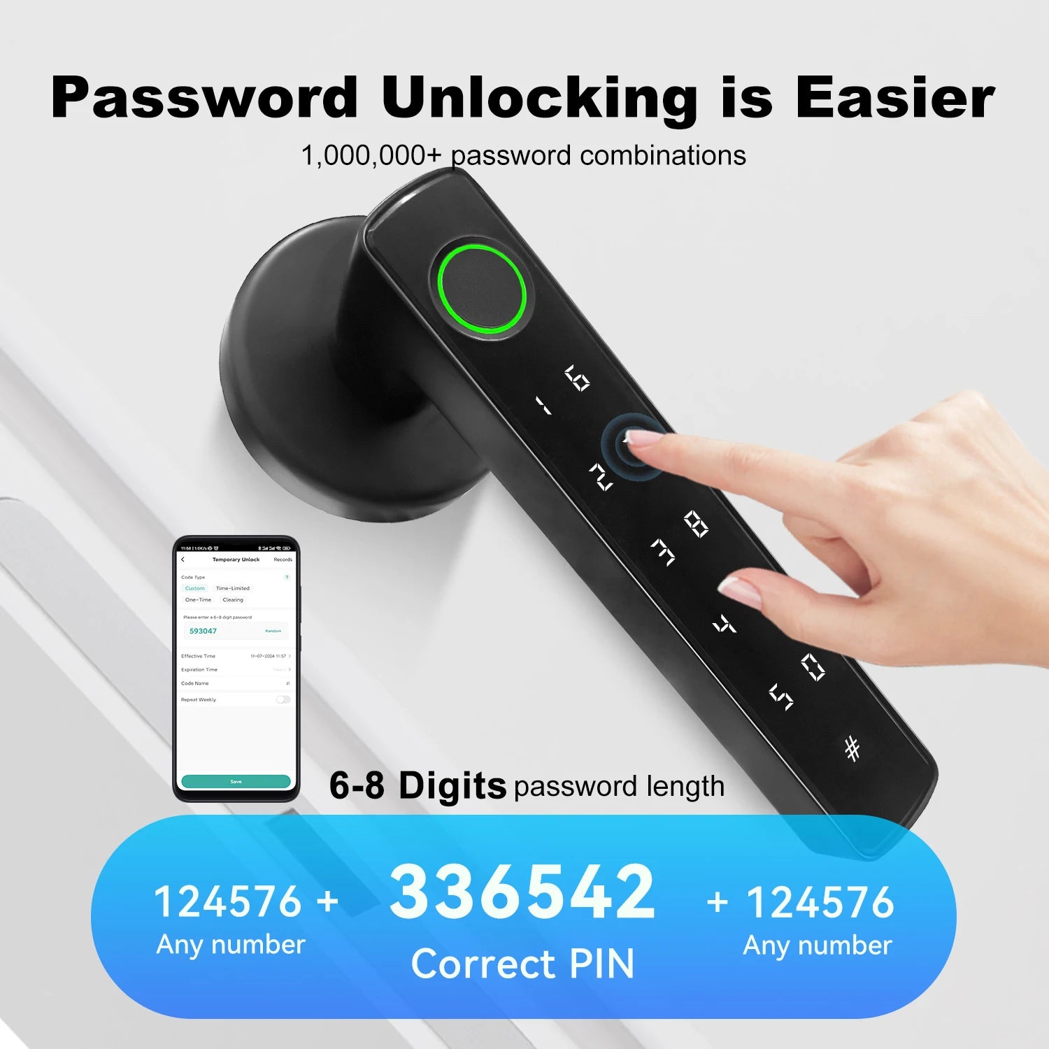 Vabena 4-in-1 Smart Door Lock - Biometric, App, Keypad, Key Entry