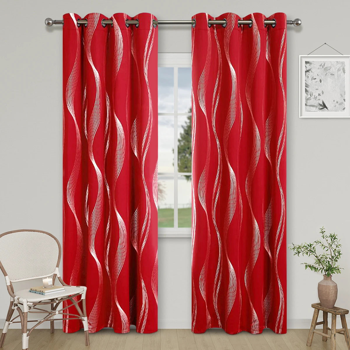 Silver Wave Blackout Curtains: Thermal Insulation & Ultimate Room Darkening
