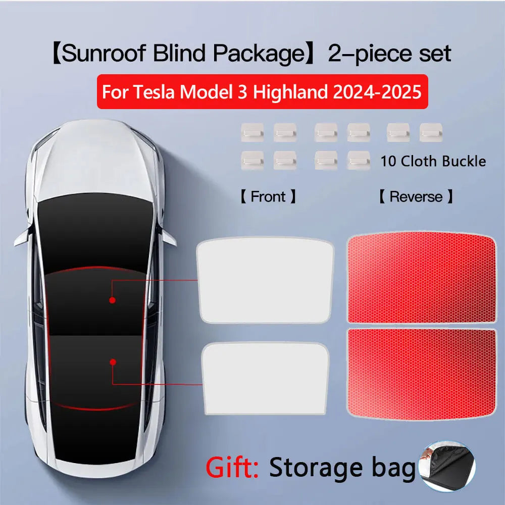 Osłony przeciwsłoneczne dachu do tesli model 3 highland 2026 i modelu y | blokada ciepła tkaniną ice cloth