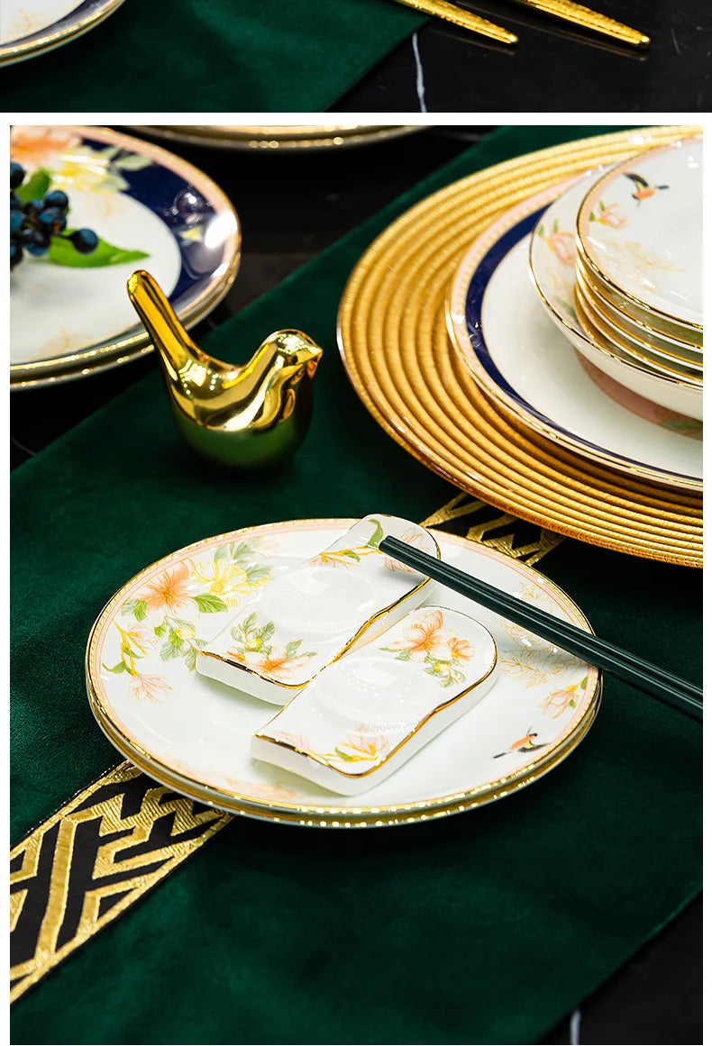 Luxury Gold Rim Bone China Dinnerware Set - 70 Pcs | Fine Dining
