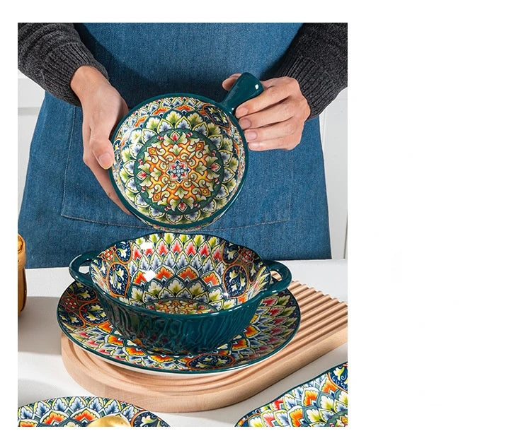 Bohemia Retro Ceramic Tableware Set for 4 | Elegant Dining