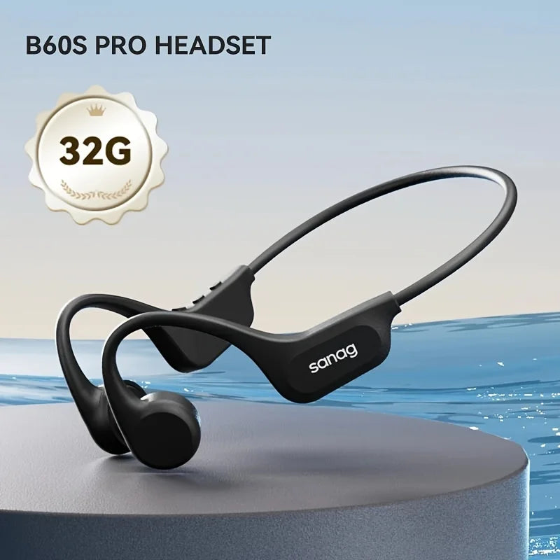 Słuchawki pływackie sanag b60s z przewodnictwem kostnym ipx8 bluetooth mp3