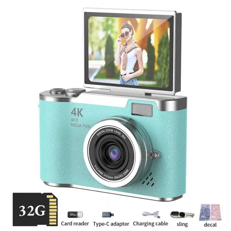 Aparat cyfrowy 4k 48mp | obrotowy ekran i stabilizacja obrazu