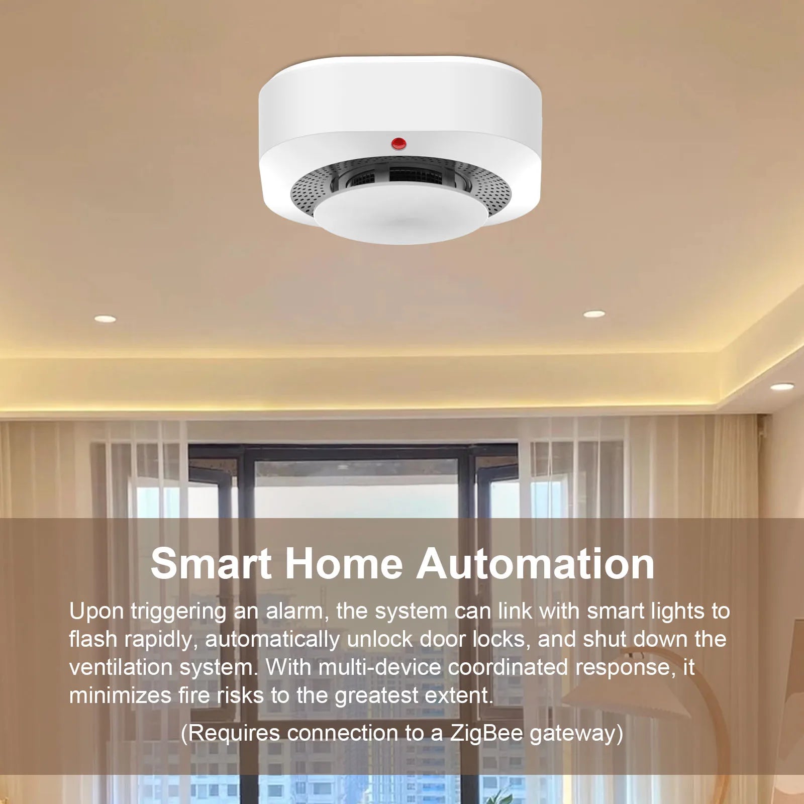 Inteligentny czujnik dymu zigbee wifi do bezpieczeństwa domu tuya smart life
