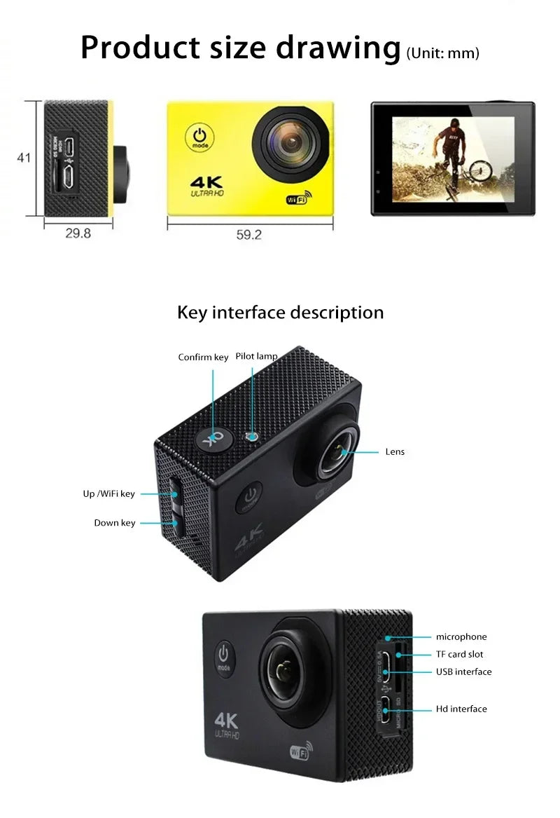 Kamera akcji 4k ultra hd | do vlogowania i sportu