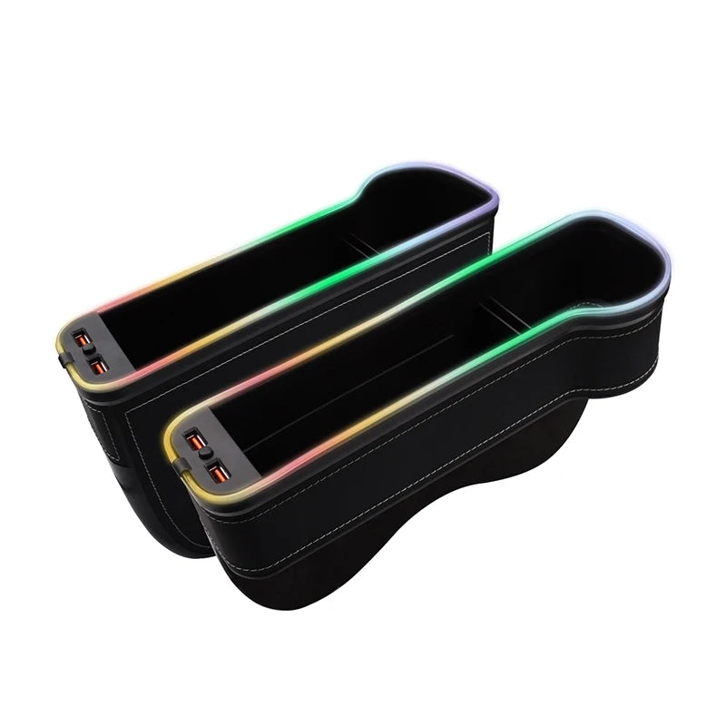 Wypełniacz luki fotela samochodowego z led i podwójną ładowarką usb - organizer i uchwyt na kubek