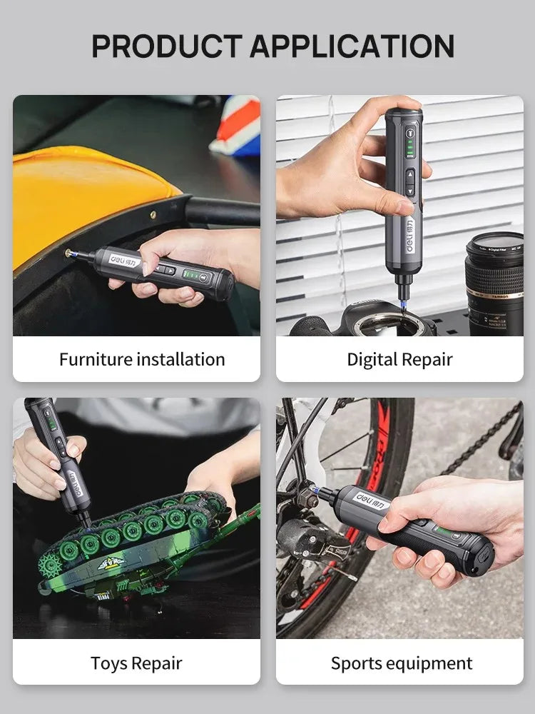 Deli Mini Electric Screwdriver Set - USB Rechargeable 2000mAh
