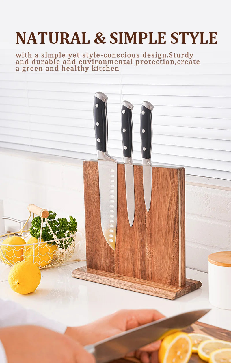 Premium Acacia Magnetic Knife Block - Organize & Display