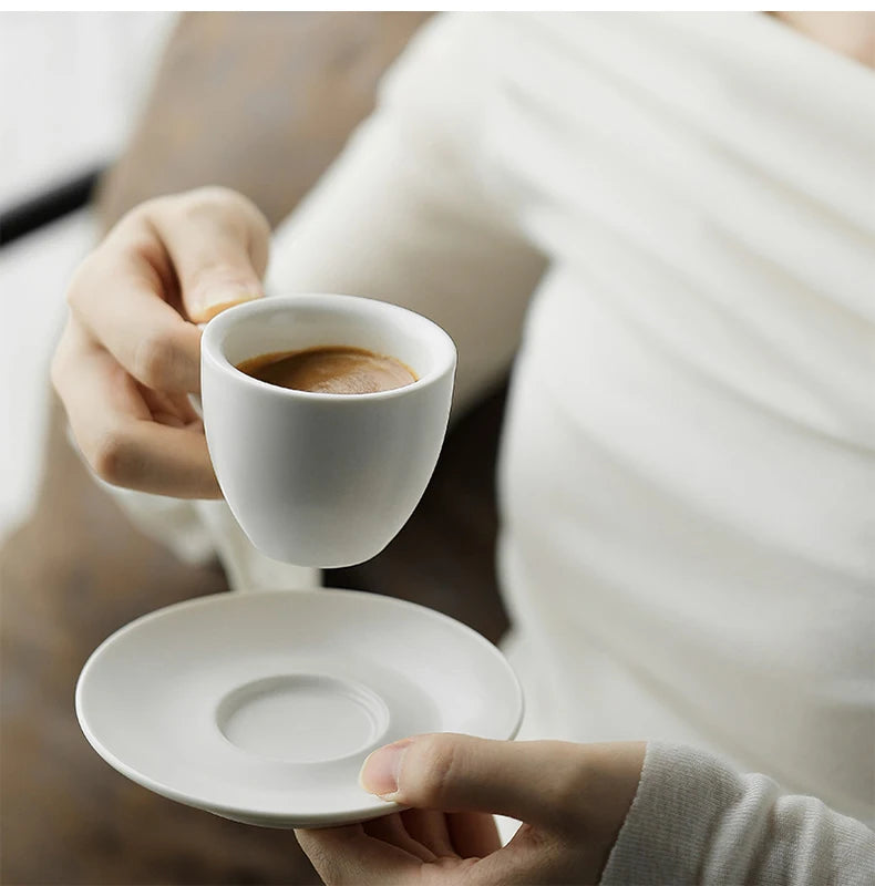 MHW-3BOMBER 80ml Ceramic Espresso Mug & Saucer for Latte Art
