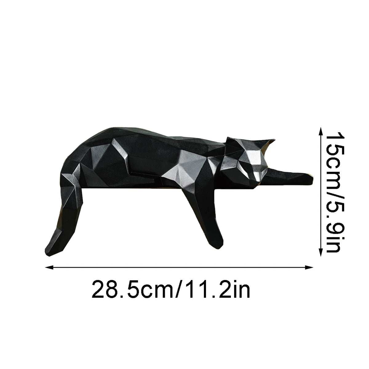 Geometric White & Black Cat Statue | Modern Room Decor