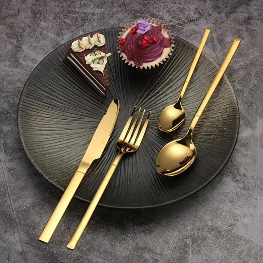 Luxury Gold Cutlery Set - 30-Piece Stainless Steel Dining
