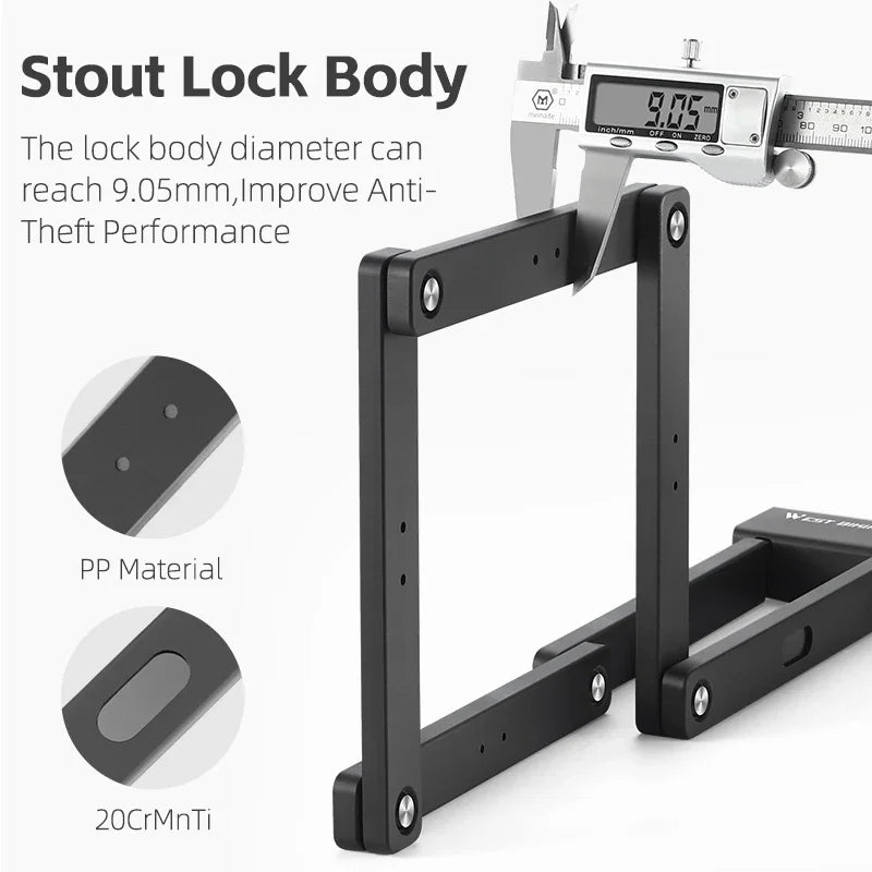 WEST BIKING Foldable Bike & Motorcycle Lock - Key & Password Security