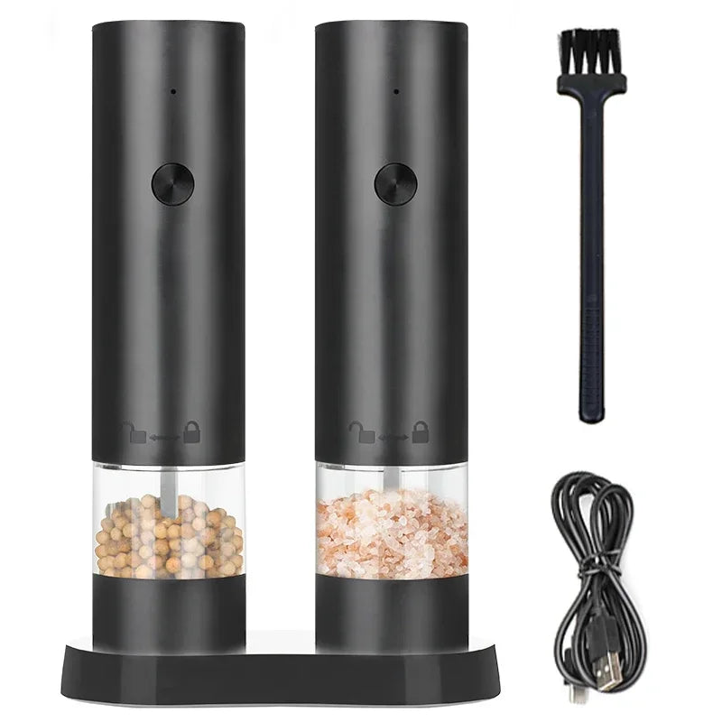 USB Rechargeable Electric Salt & Pepper Grinder - Adjustable Coarseness Mill