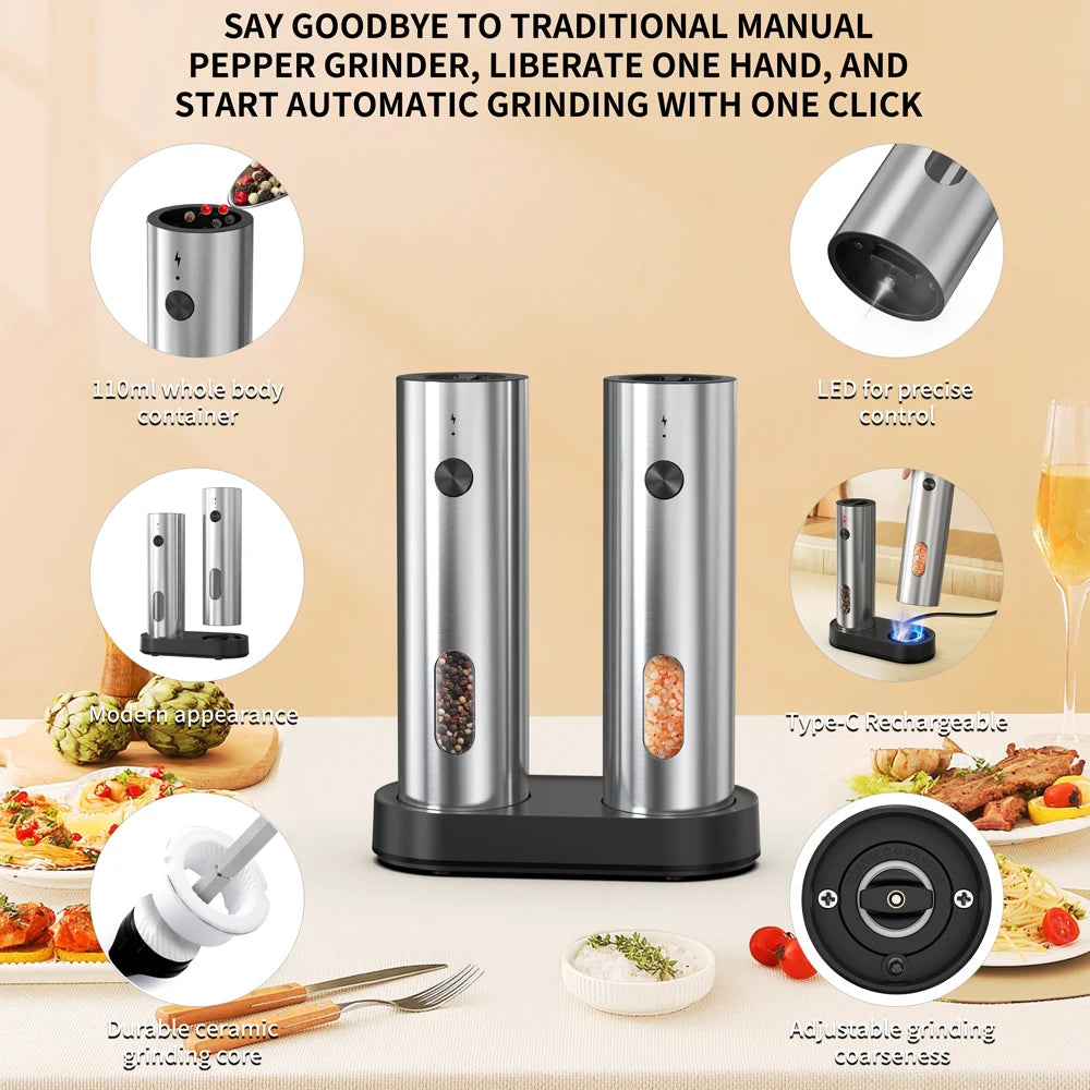 Vabena USB Rechargeable Automatic Spice Grinder with LED Light