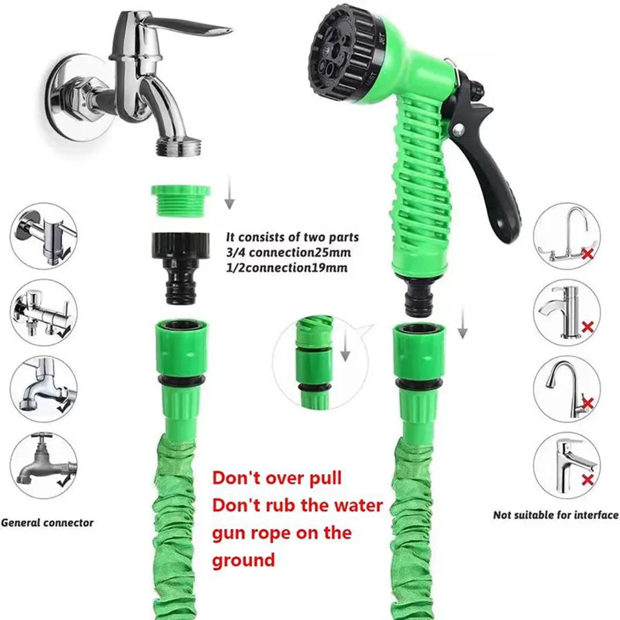 Vabena Expandable Garden Hose 25-200FT - Lightweight, Durable & Kink-Free with 7-Way Spray Nozzle