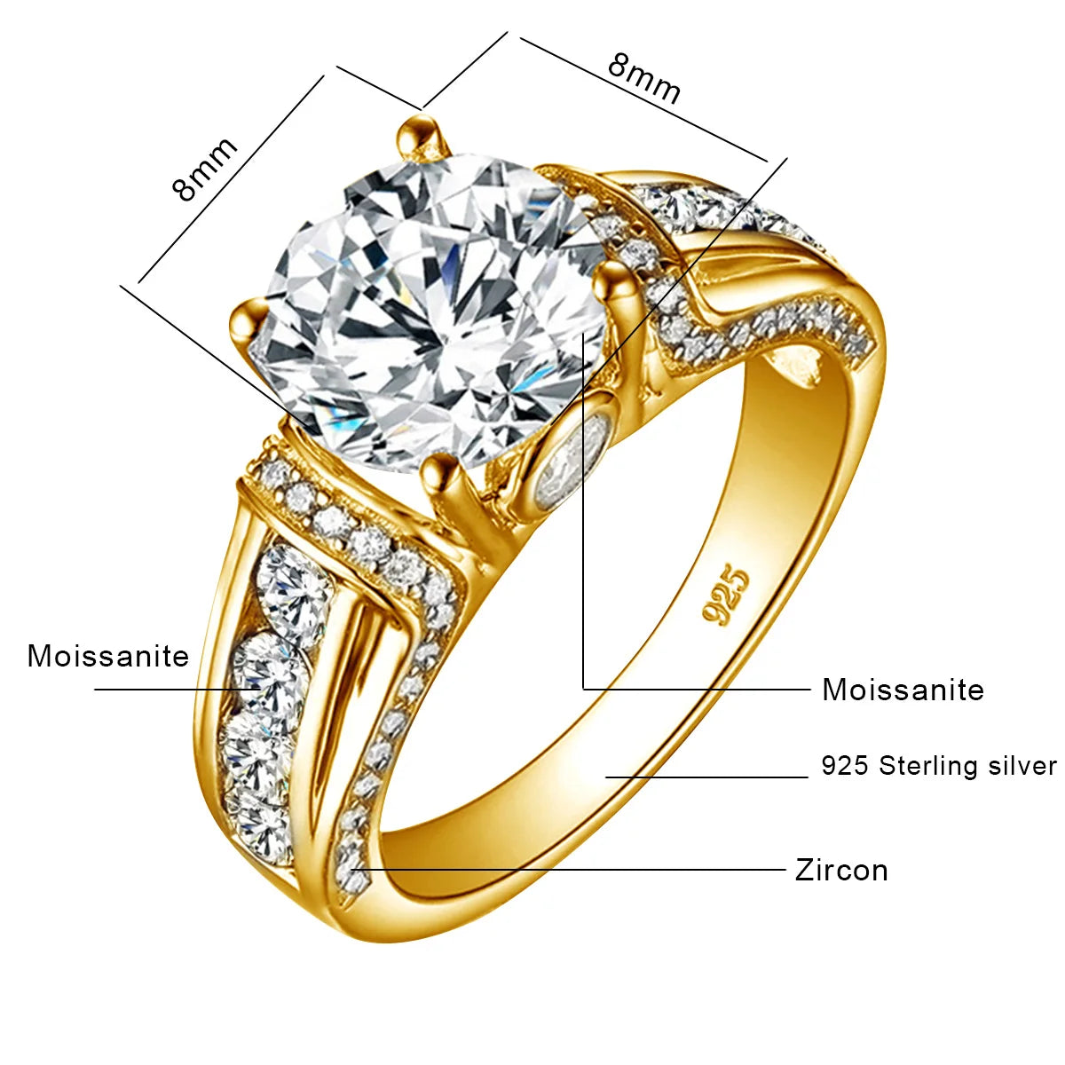 Certified 2ct D VVS1 Moissanite Ring - Sterling Silver Elegance