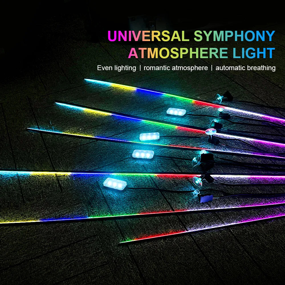 18-in-1 Car Interior RGB Ambient Light Kit - 64 Colors, App Controlled Symphony Lighting