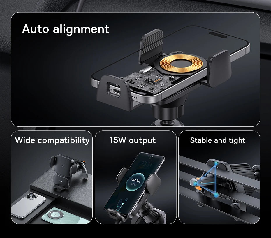 Baseus Infrared 15W QI Wireless Car Charger Phone Holder