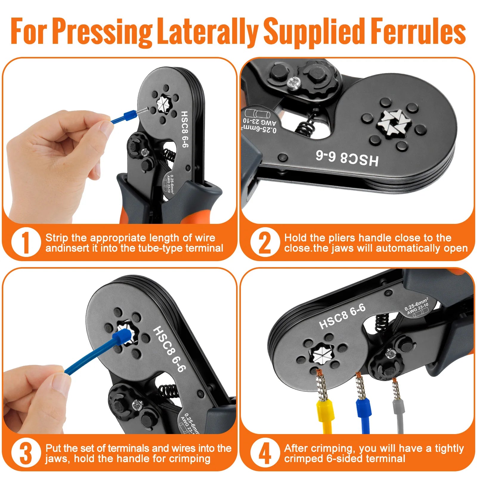 WOZOBUY Ferrule Crimping Tool Kit - Self-Adjustable Ratchet Wire Crimper