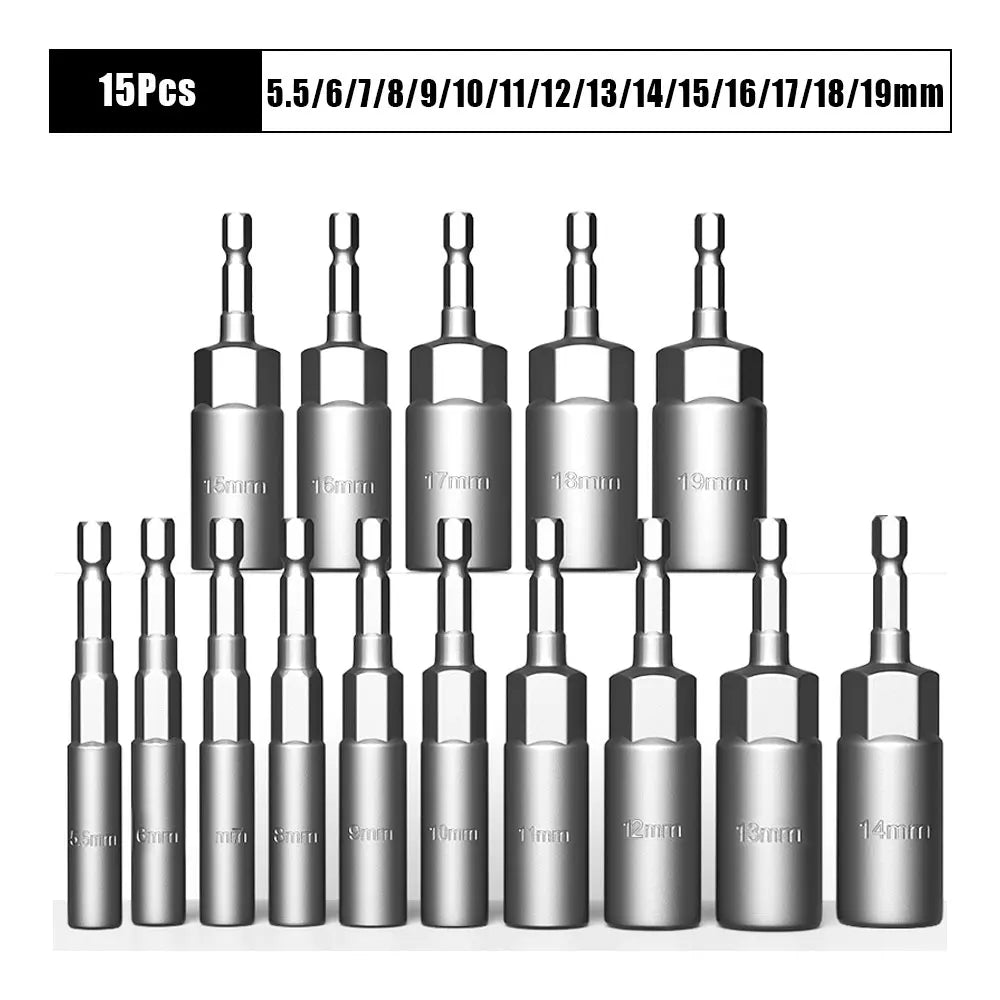 Deep Impact Socket Adapter Set 5.5-19mm | 1/4" Power Nut Driver Kit