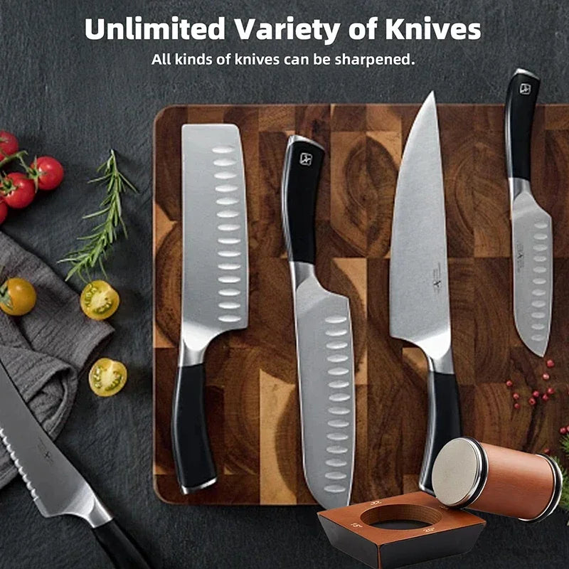 Vabena Wooden 4-Angle Rolling Knife Sharpener Kit with Diamond Stones