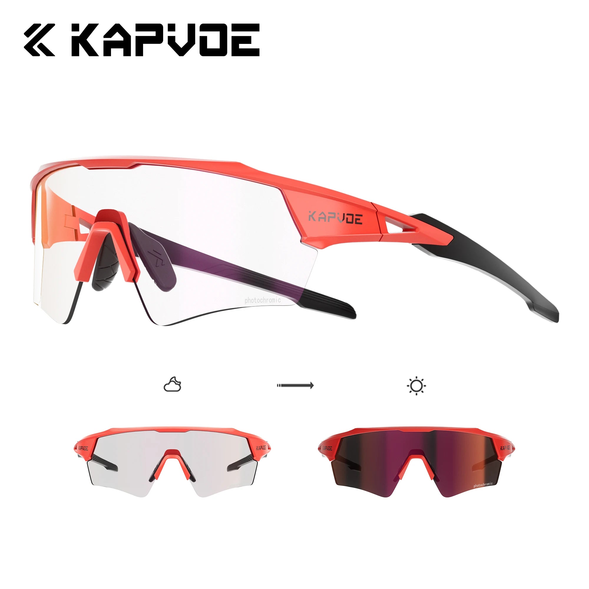 Okulary rowerowe kapvoe fotochromowe mtb uv400 do biegów i sportów na świeżym powietrzu
