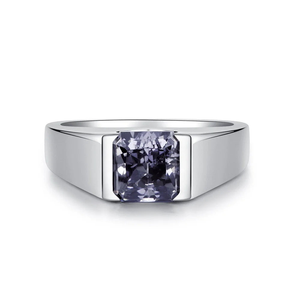 Luxury Men's Platinum PT950 Emerald & Moissanite Ring