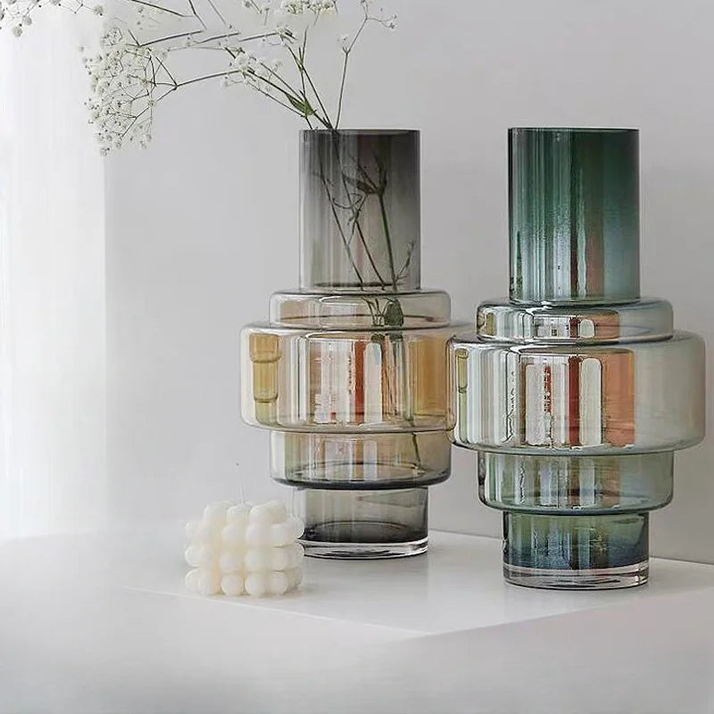 Gradient Geometric Glass Vases - Minimalist Home Decor