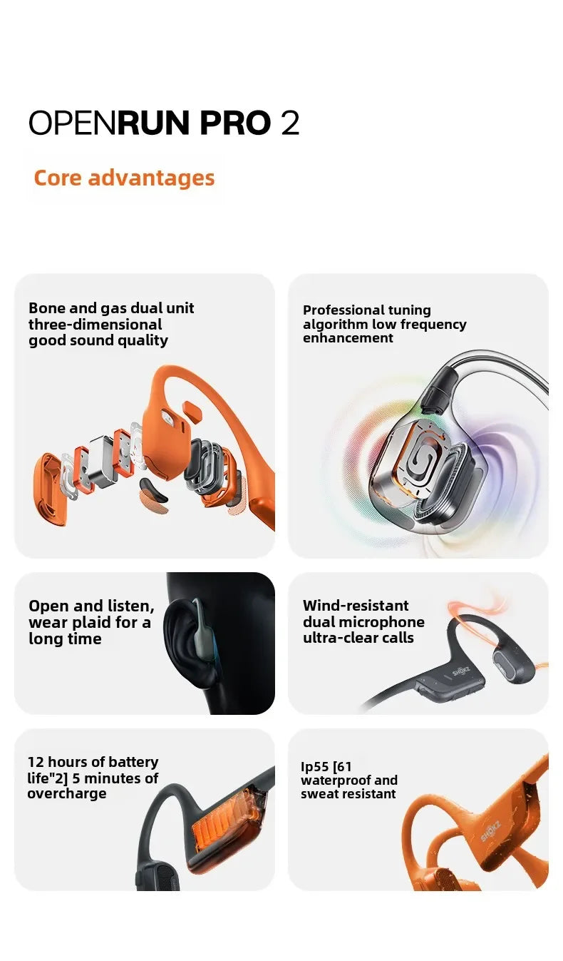 Słuchawki na przewodnictwo kostne shokz openrun pro 2 bluetooth s820 s821mini