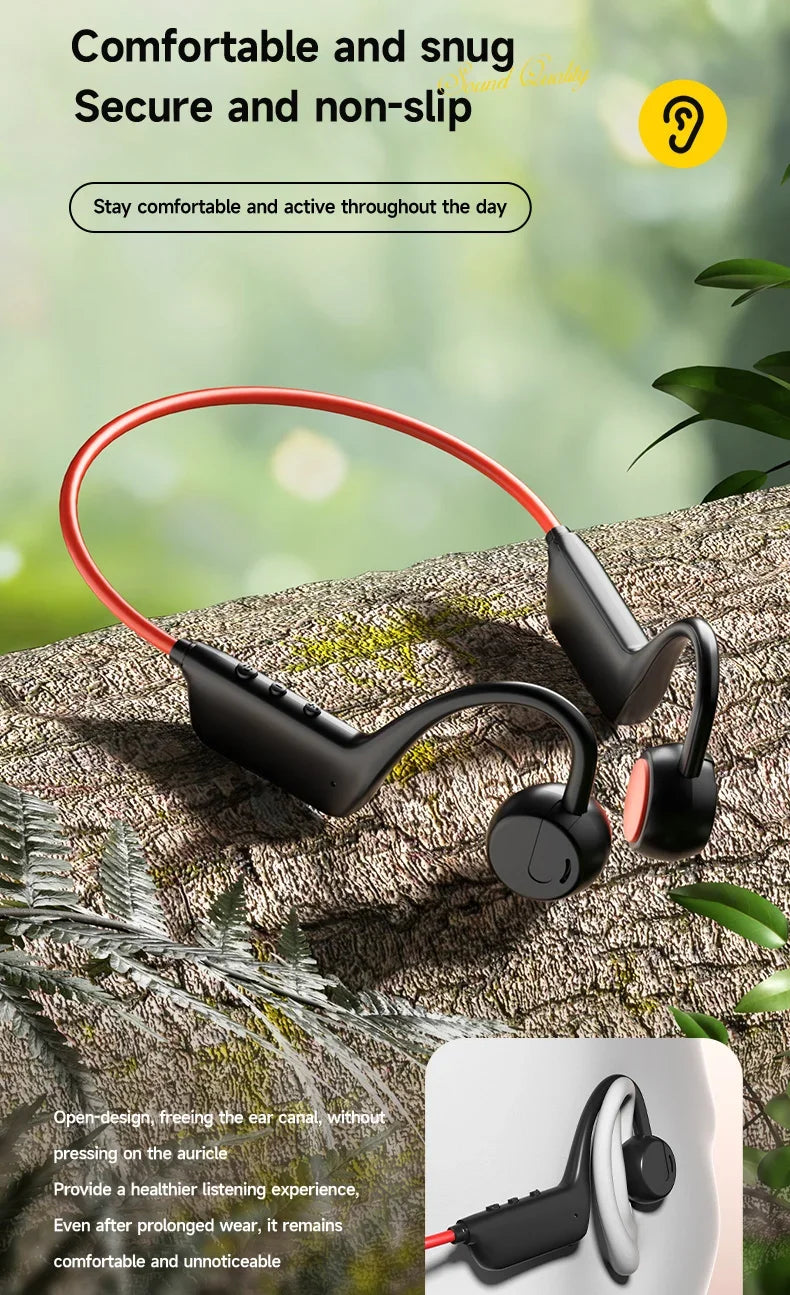 Zestaw słuchawkowy 2026 bone conduction: bezprzewodowe słuchawki sportowe ipx8 do pływania z mikrofonem