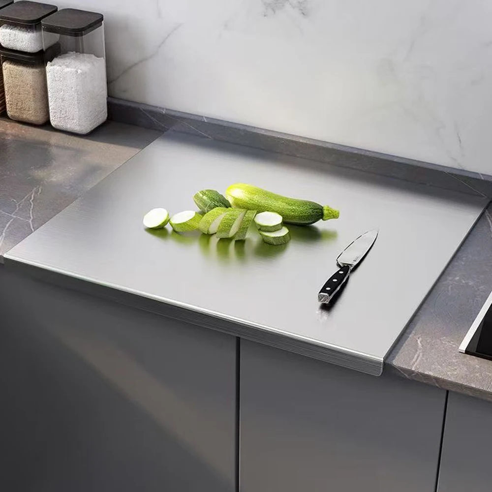 L-Shaped Stainless Steel Chopping Board - Large, Double-Sided Kitchen Tool