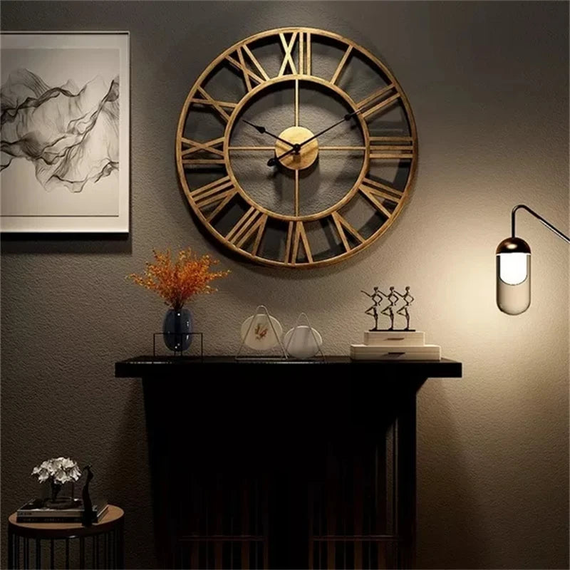 Duży 60cm nordic retro metalowy zegar ścienny cichy 3d | dekoracja domu