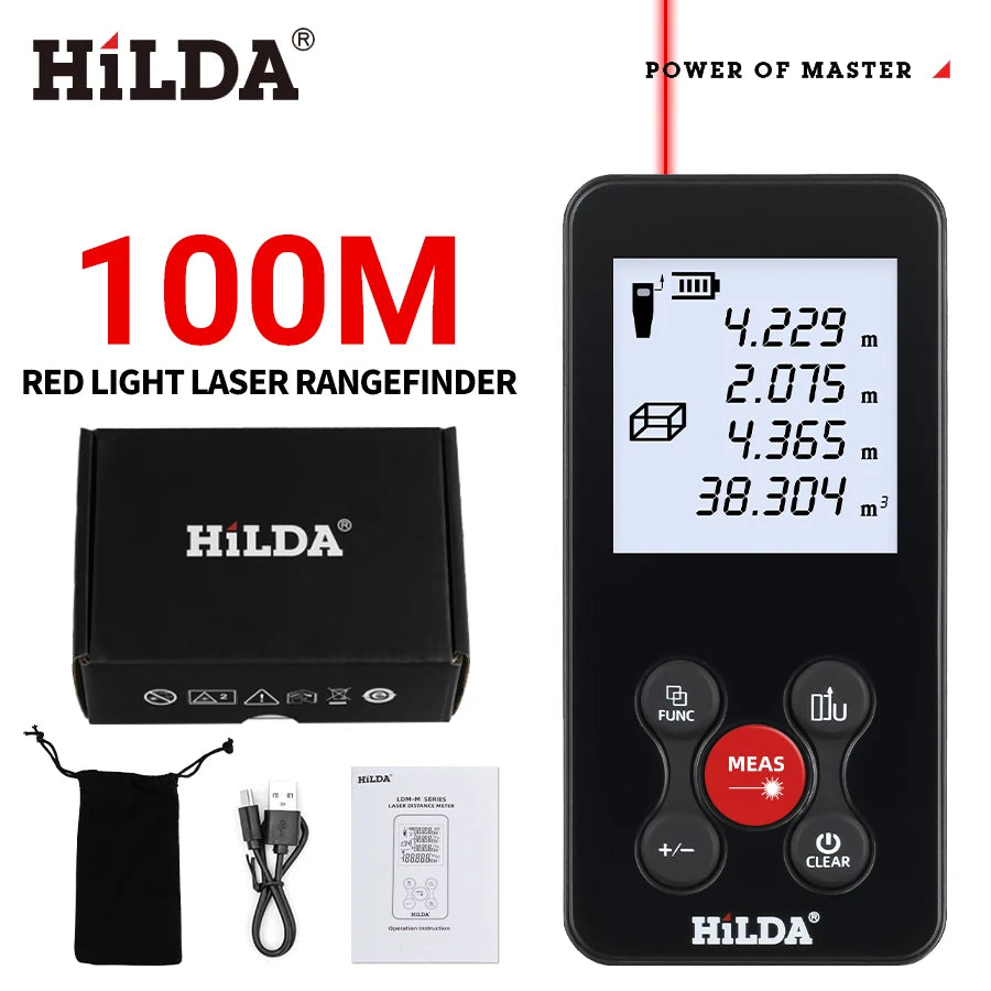 HILDA Laser Rangefinder | Digital Red/Green Light Distance Meter 50M-120M