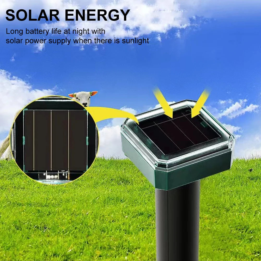 Solar Ultrasonic Pest Repeller - Outdoor Lawn Mouse, Snake & Insect Defense
