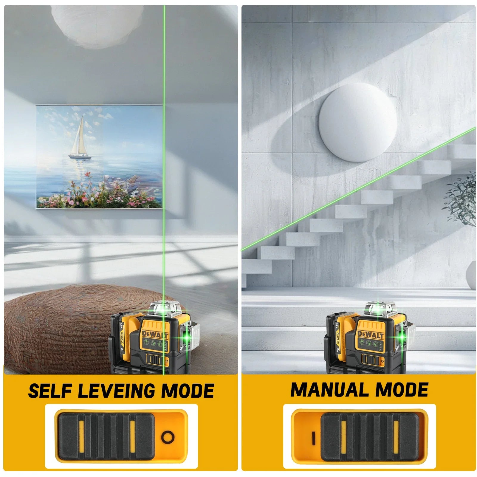 Dewalt dw089lg zielona poziomica laserowa samopoziomująca z trzema liniami
