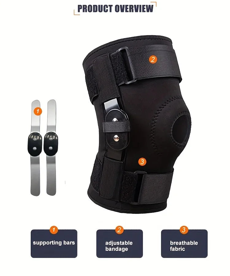Adjustable Knee Brace with Side Stabilizers & Gel Pads for Joint Support
