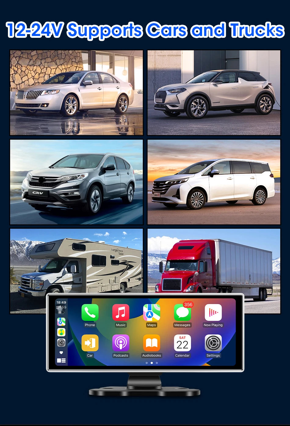 Kamera samochodowa 4k 10/11.26" z bezprzewodowym carplay i android auto | gps | podwójny obiektyw