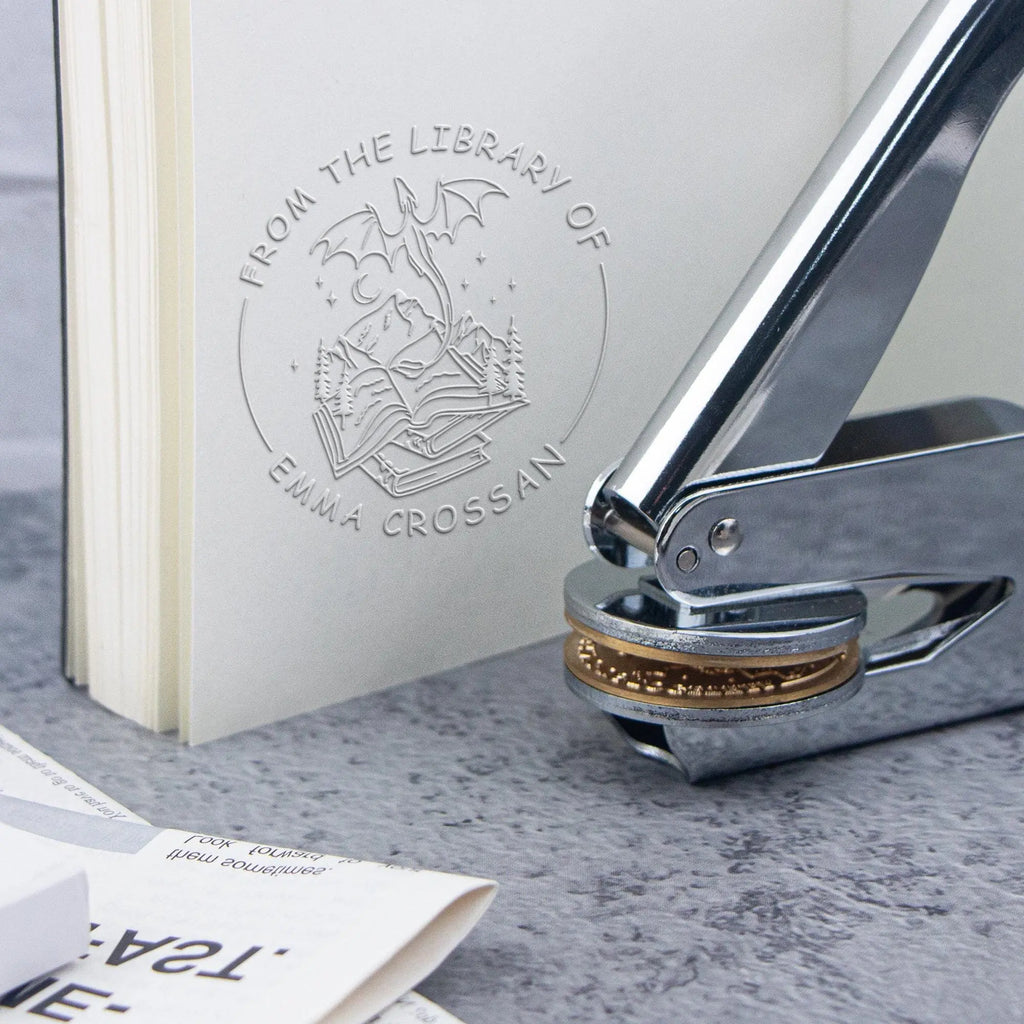 Spersonalizowany stempel do wytłaczania książek, ślubów i zaproszeń | pieczęć personalizowana