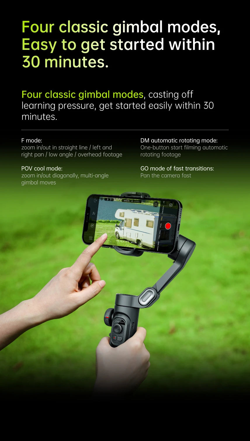 Gimbal aochuan smartxe 3-osiowy | śledzenie ai | płynne vlogi