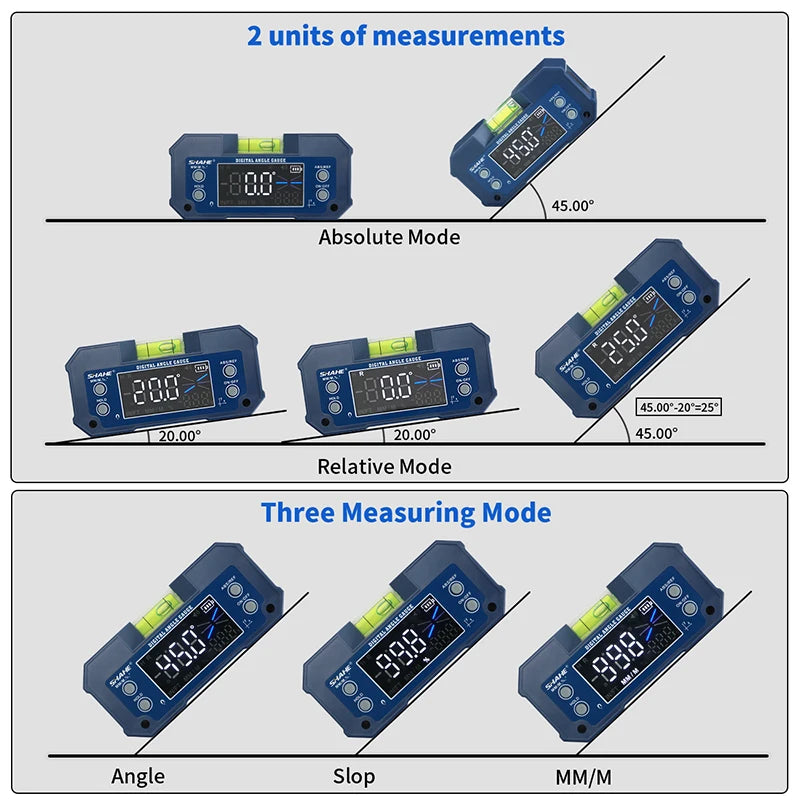 SHAHE MINI Magnetic Digital Inclinometer & Angle Finder - Dual Axis