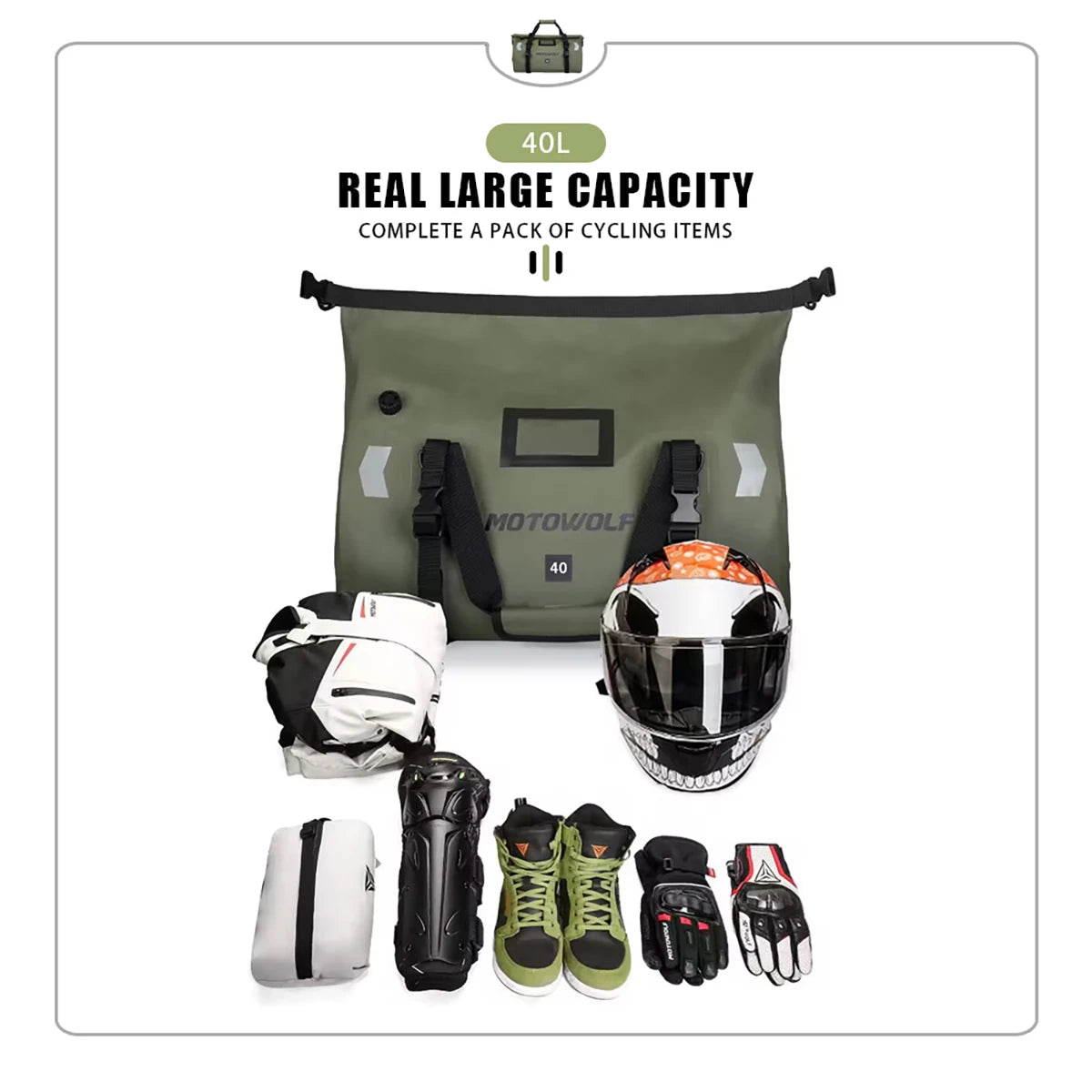 Wodoodporna torba motocyklowa na bagaż | suchy plecak rolowany | 20l, 40l, 66l