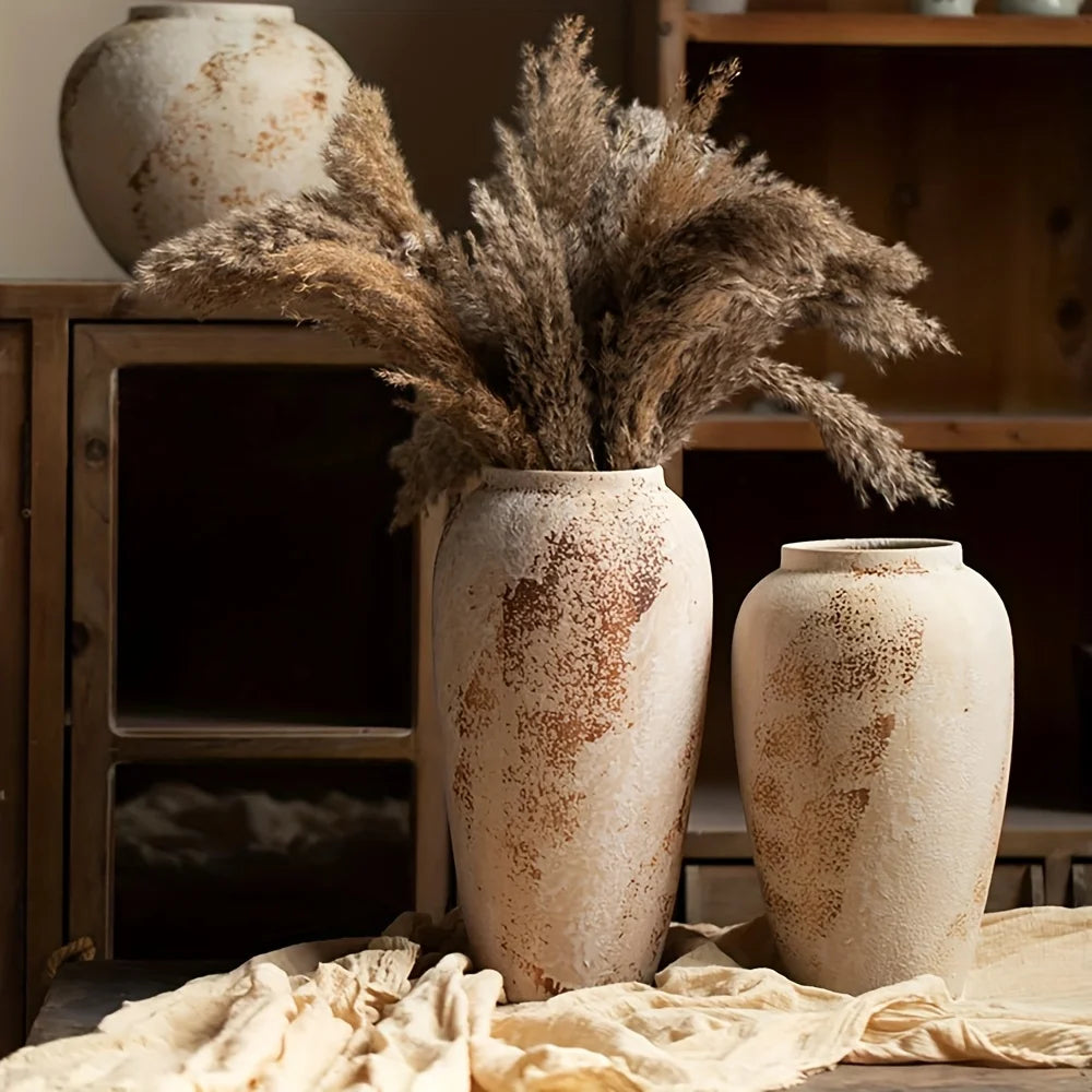 Elegancka ceramiczna doniczka retro | białe kropki do wystroju domu