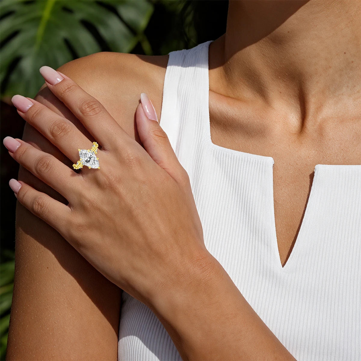 Vabena 14K Gold Filled 3CT Marquise Moissanite Engagement Ring