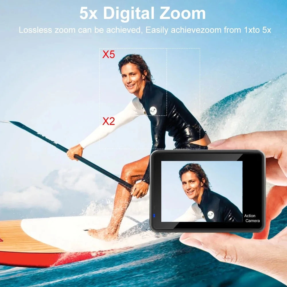 Kamera sportowa sony imx576 5k 4k60fps wodoodporna 48mp z wi-fi