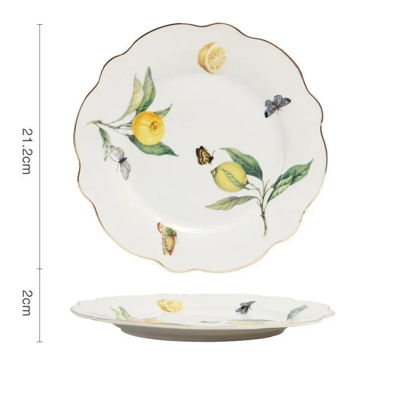Elegant Lemon Ceramic Dining Set & Coffee Cups - Premium Dinnerware