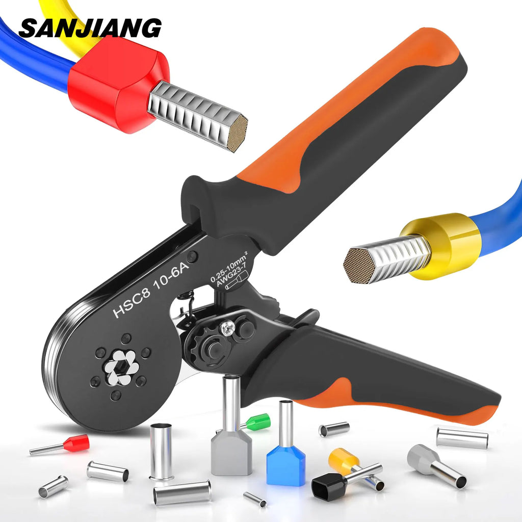 Hexagonal Self-Adjustable Ratchet Ferrule Crimping Tool Kit 23-7AWG | Precision Electrical Connectors