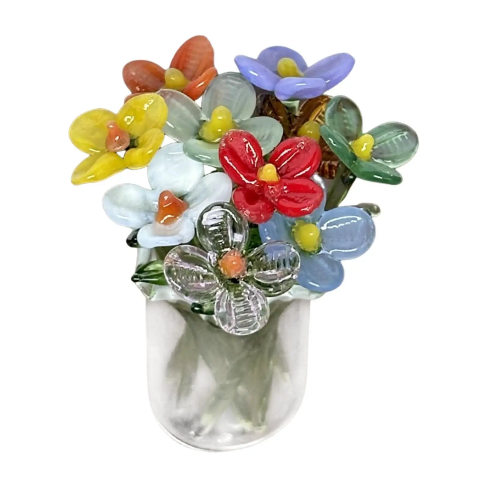 Timeless Glass Flower Bouquet & Vase Figurine | Elegant Home Decor