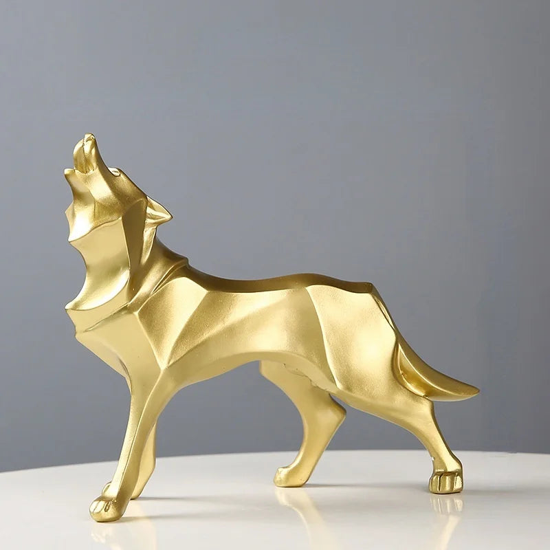 Modern Geometric Wolf Figurine - Abstract Interior Decor Statue