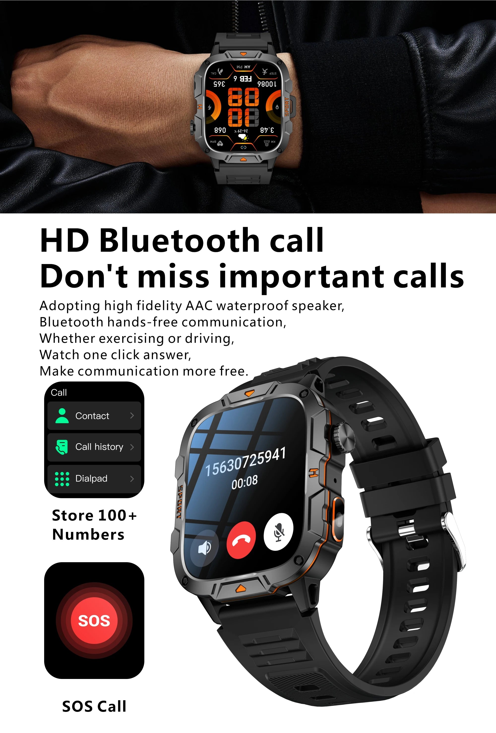 Wojskowy smartwatch dla mężczyzn | wyświetlacz amoled | taktyczny zegarek 5atm